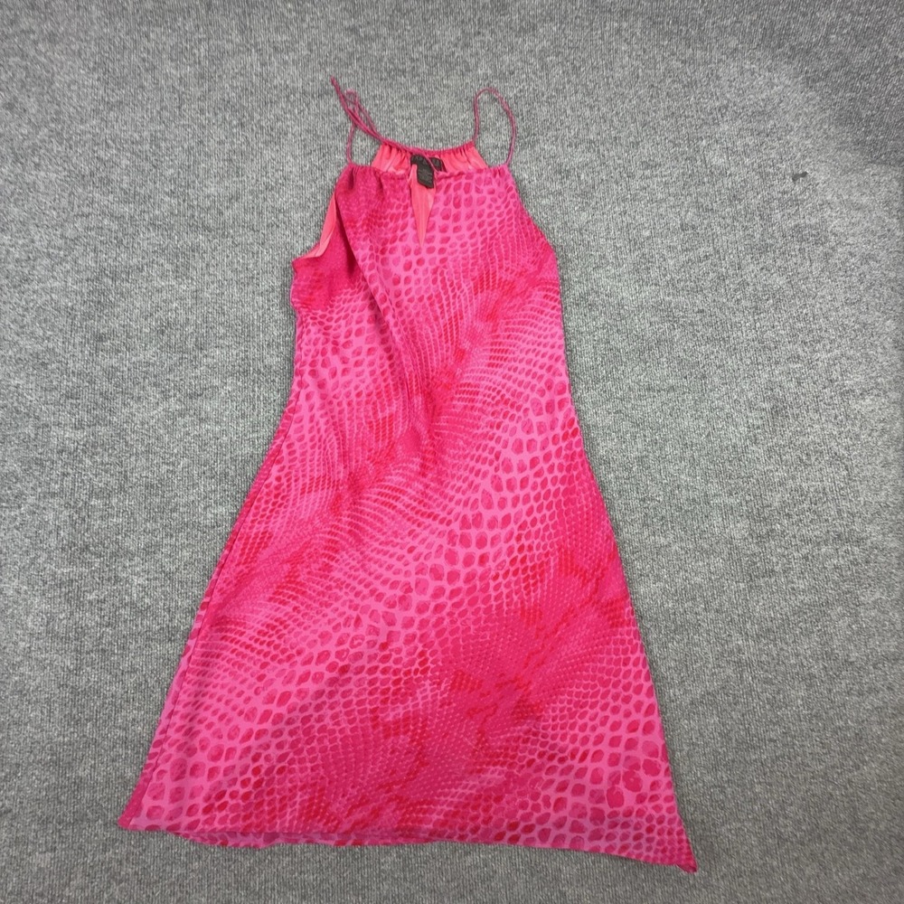 Y2K Express Dress Juniors 9/10 Pink Animal Print‎ Halter Chiffon Lined Sundress